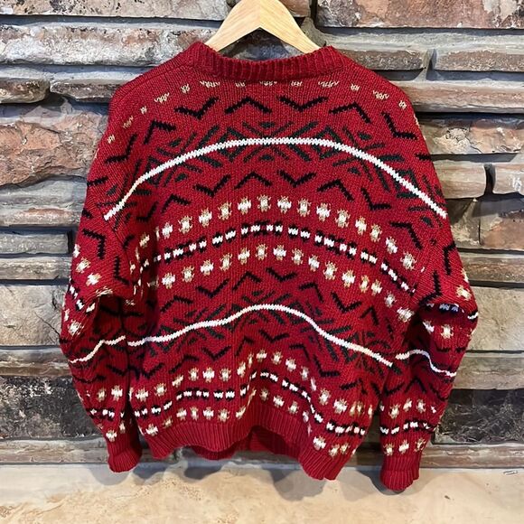 Vintage British Khaki by Robert Lighton Red Cotton Knit Cardigan - Picture 6 of 7